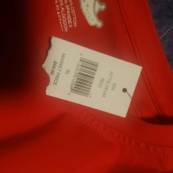 NEW Heads or Tails Size XL FITTED Red T-Shirt Cobra Tiger Rhinestone TINY FLAW - Picture 6 of 8